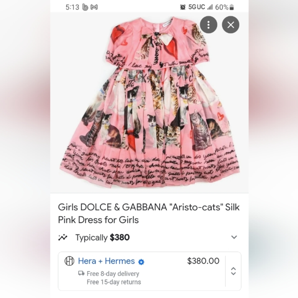Dolce & Gabbana Cat Dress (girls size 8)